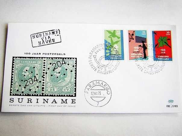 1973 Postzegels 100 jaar Suriname - (5764)